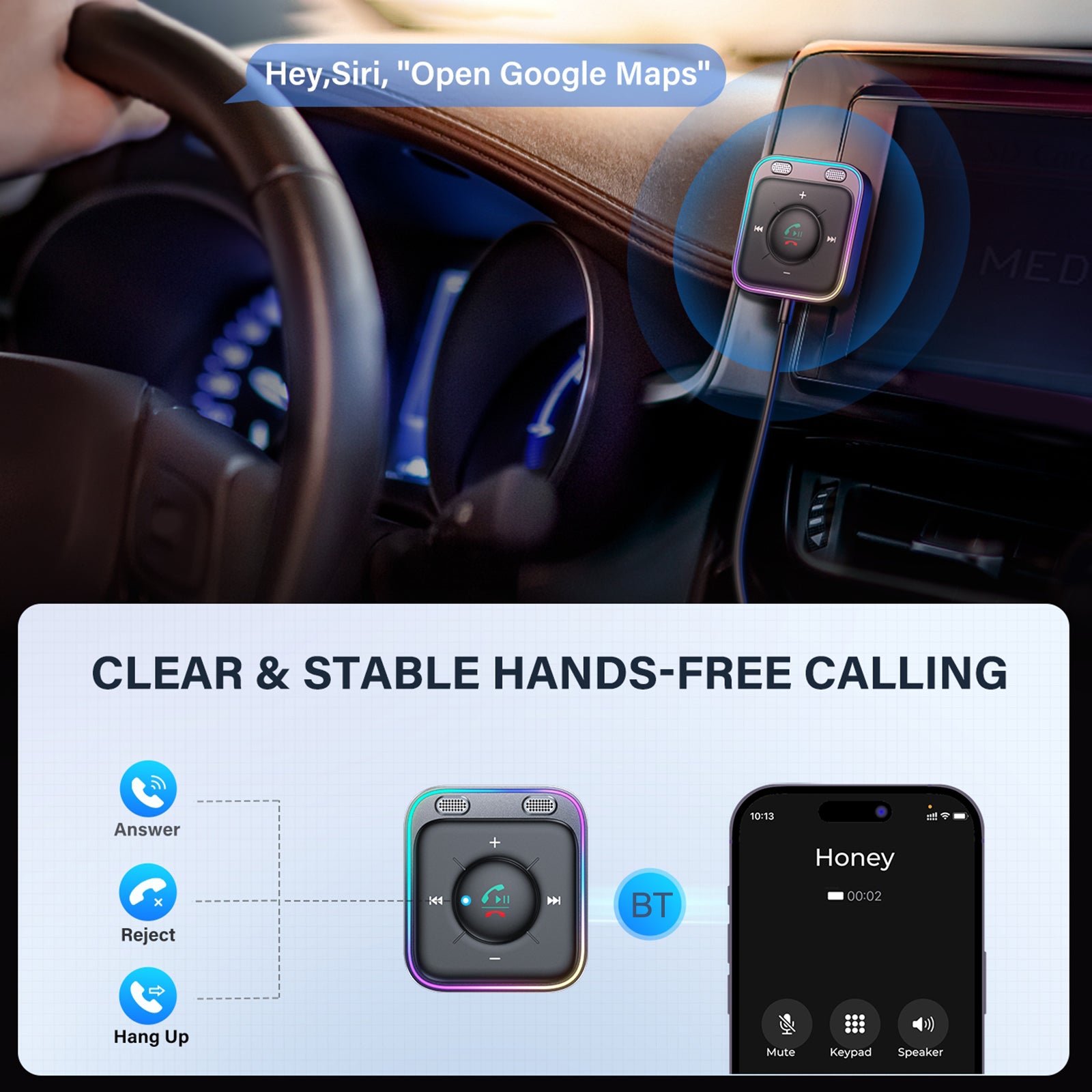 JOYROOM JR-CB3 Car Bluetooth Receiver BT 5.3 Wireless Receiver ENC Call Noise Reduction Audio Adapter for Cars - Black JOYROOM JR-CB3 Car Bluetooth Receiver BT 5.3 Wireless Receiver ENC Call Noise Reduction Audio Adapter for Cars - Black
